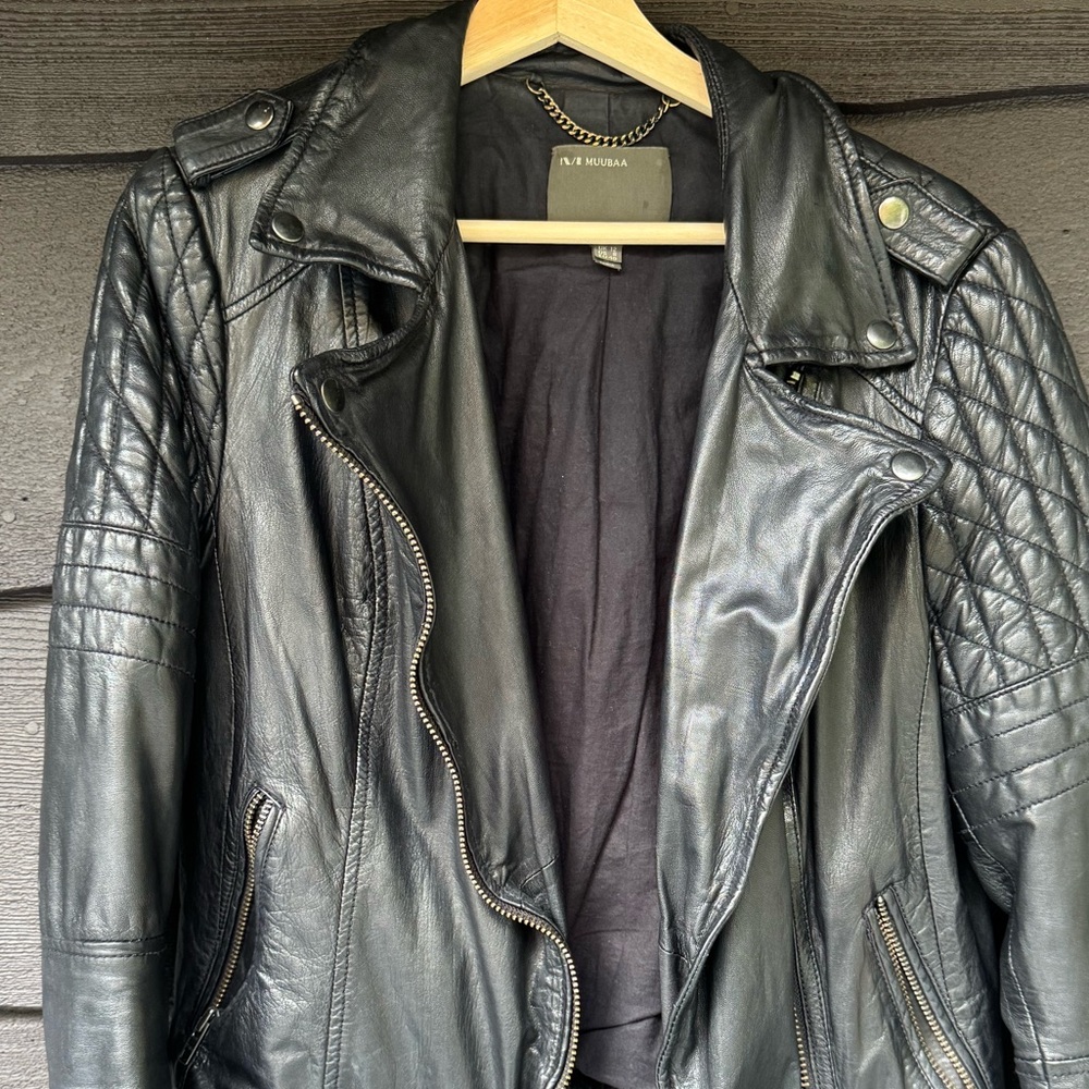 Muubaa quilted leather motorcycle style jacket - Picture 4 of 8